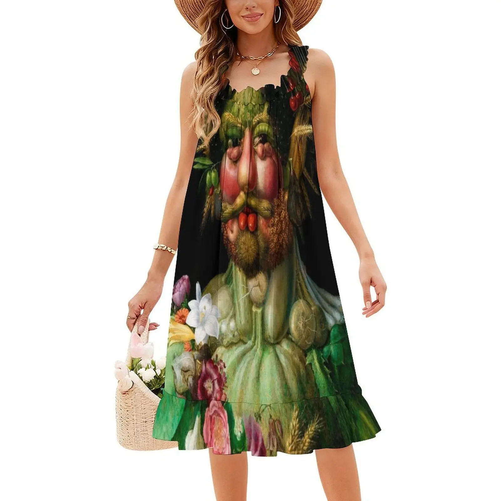 Rudolf Ii As Vertumnus de Giuseppe Arcimboldo Vestido de fiesta elegante para mujer Vestido de corte A con opciones cortas/largas/sin mangas