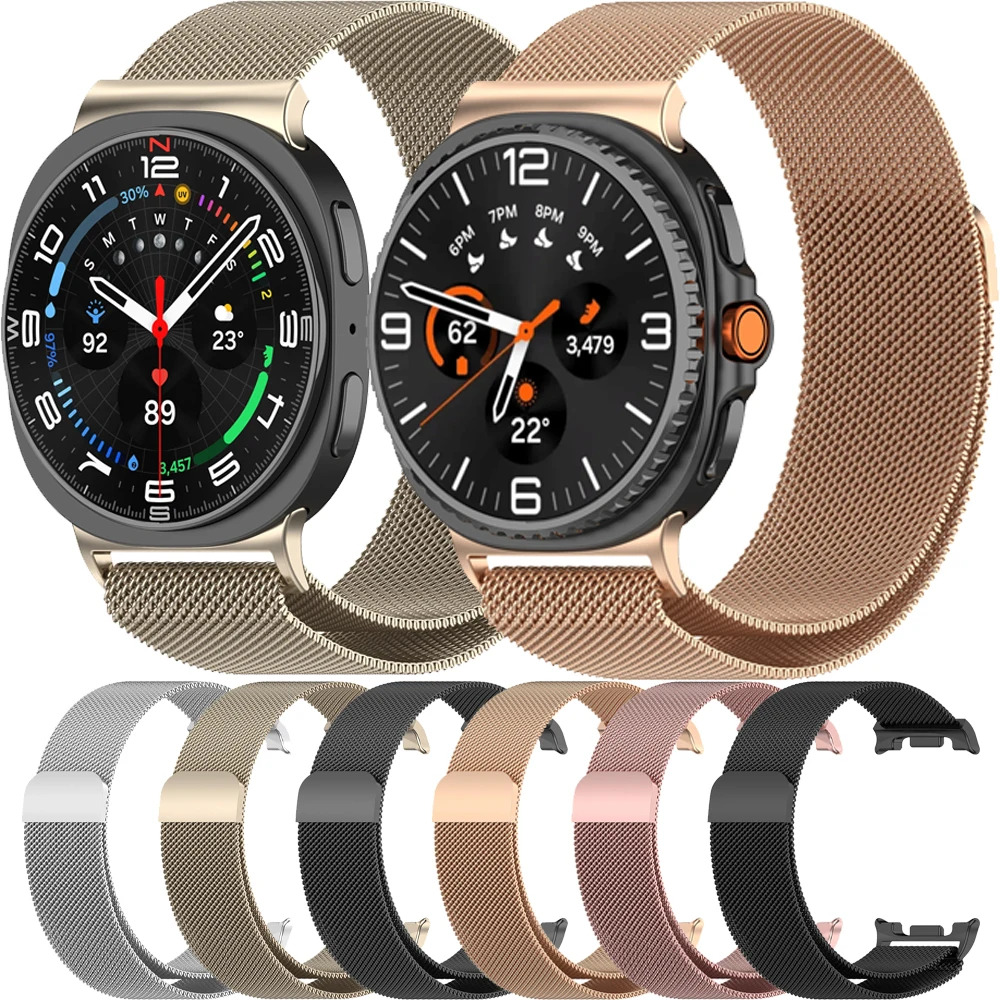 Milanese Loop Strap für Samsung Galaxy Watch 8/Classic/Ultra/2025 44/40/46/47 mm Edelstahl-Metallarmband Armband