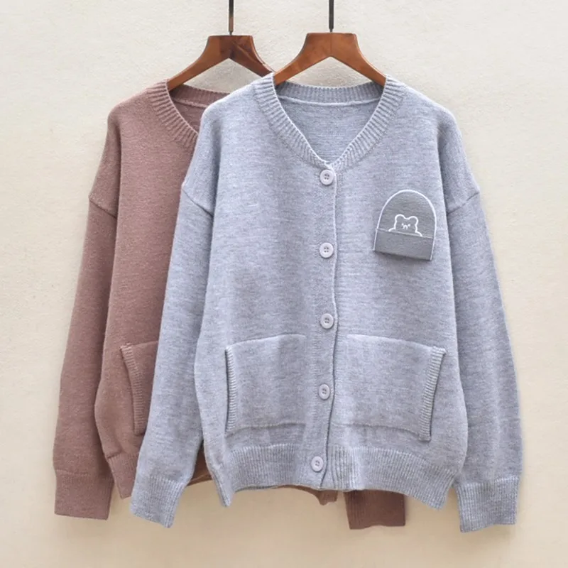 

Warmth Thiened Long Sve Pure Color Women's Open Cardigan Coat with ket Loose Fit Autumn Winter Faion Commute Sle