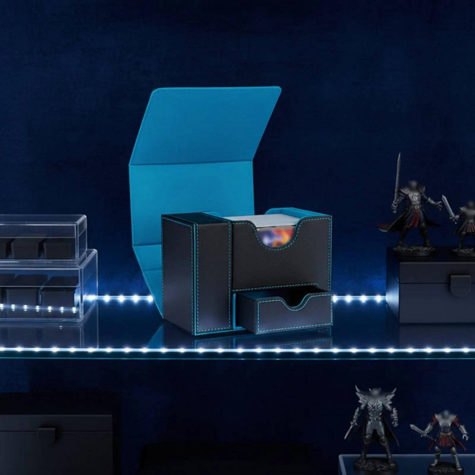 

Trading Card Storage Box Display Window Multi-Deck Card Box Gaming Accessory Safeguarding Build for Tournaments
