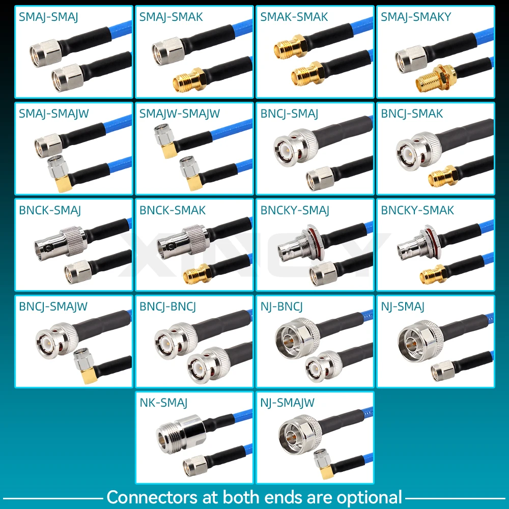 XINQY N/SMA/BNC RF Cable 6G Ultra-Flexible Extension Cable RG142 Double-Shielded Low Loss
