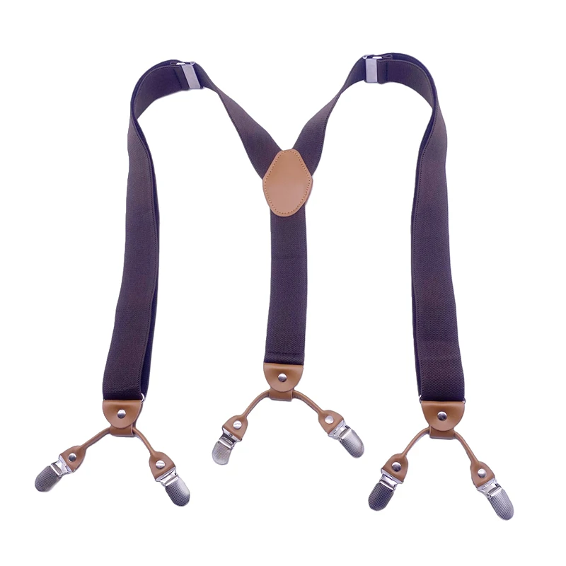 Vintage suspenders for men Gentleman British style six clip fat man adult men's suit pants accessories non-slip suspenders