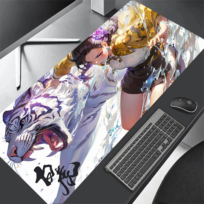 Large Dragon Mousepad Qinglong and White Tiger Japan Playmat Laptop Big Mouse Pad Anime Keyboard Gaming Lovers Household Deskpad