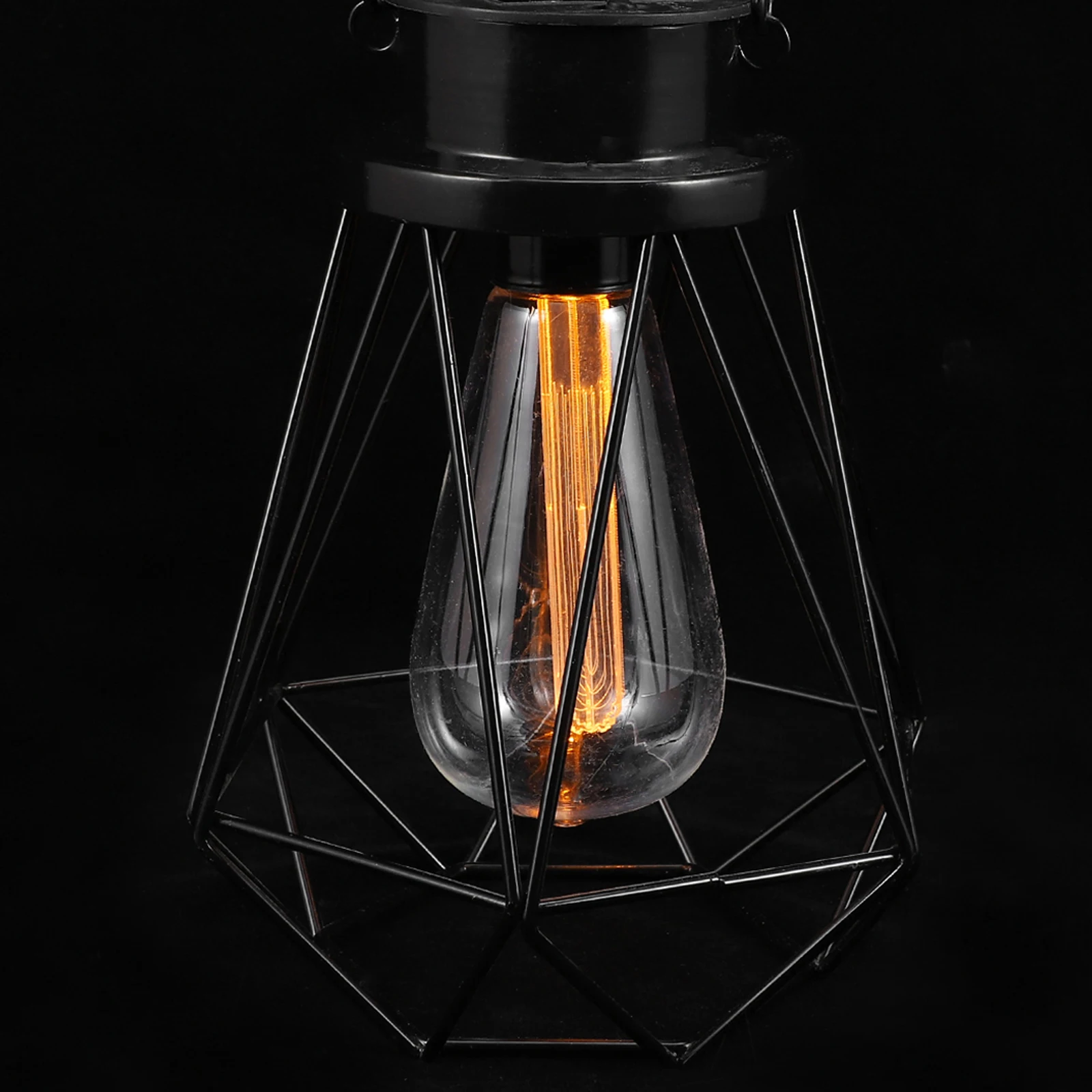 

1pc Solar Craft Black Garden Hanging Decor Craft Solar Powered Lantern Outdoor Light Scene Decorative