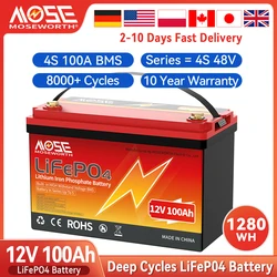 EU US Stock LiFePO4 12V 100Ah Battery With 4S 100A BMS Deep Cycles Lithium Battery 12V For Home RV Off-Grid Off-Road Solar Boat