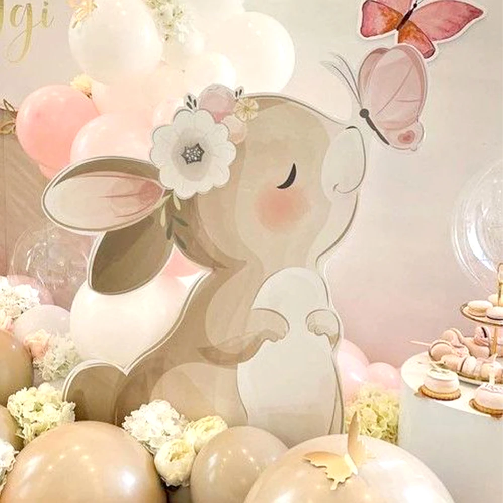 45/61/92cm Cute Bunny Cardboard Cutouts Butterfly Rabbit Backdrop Board for Baby Shower Wedding Birthday Party Prop Decoration