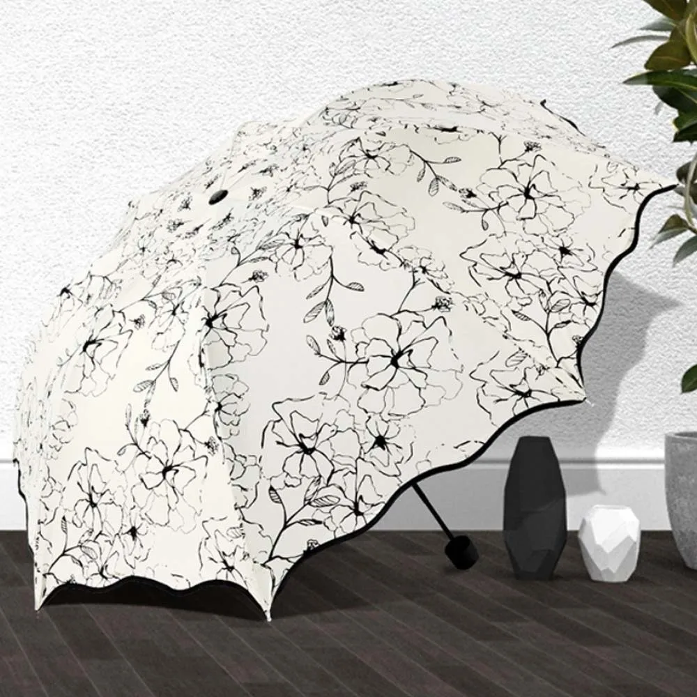 

Легкий зонт с принтом гибискуса в форме цветка, высококачественный складной зонт двойного назначения, 8-костная опорная рамка в полоску