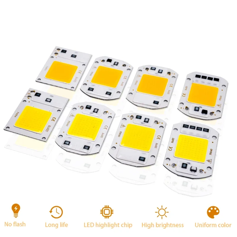 LED COB Chip 10W 20W 30W 50W Perline di luce di inondazione a LED AC 110V 220V Non è necessario driver per proiettore Faretto Lampada Illuminazione