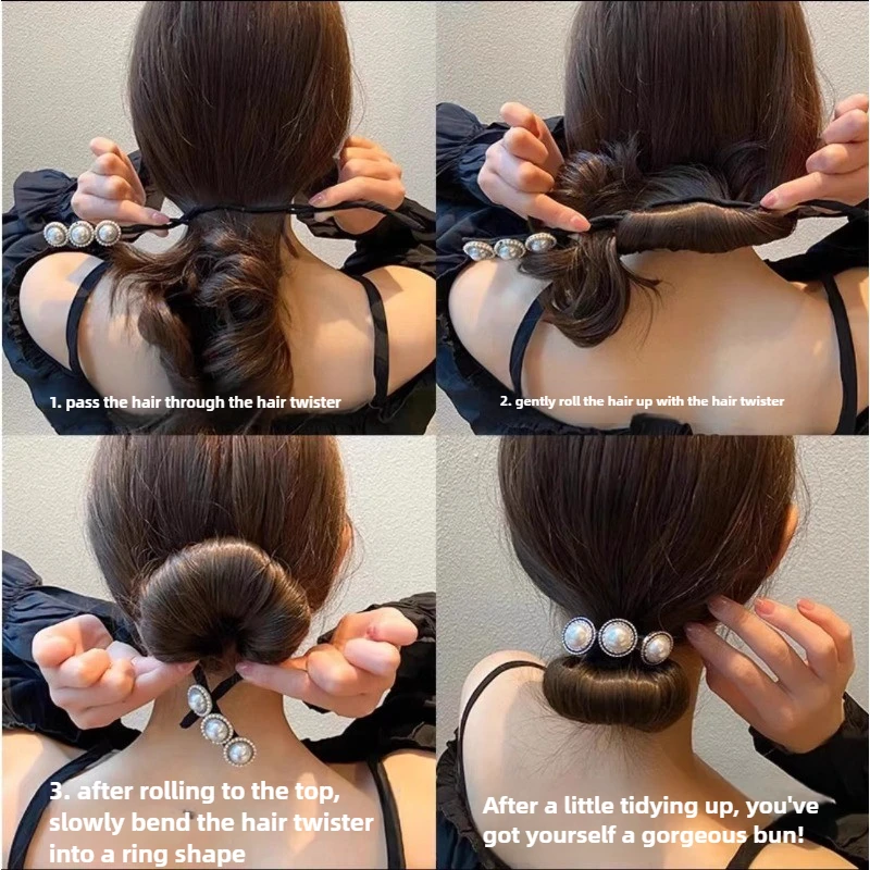 Koreanischer Stil Perlen-Haarschmuck für Mädchen, flauschige Haarballen, geflochtene Haarspangen, Haarschleifen – Wiederholungskartenangebot – Detail 2
