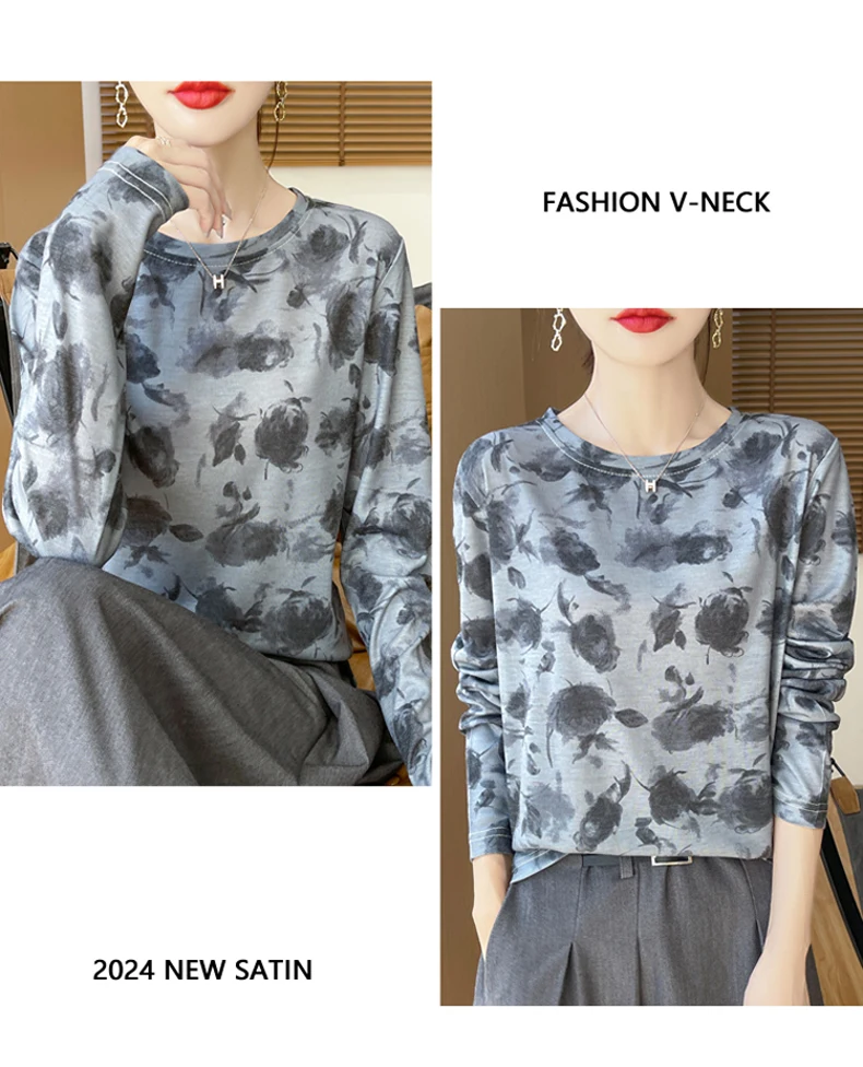 2025 New Summer Thin Silk Knitted Short-sleeved T-shirt Women's Sleeveless Wool Loose Printed T-shirt