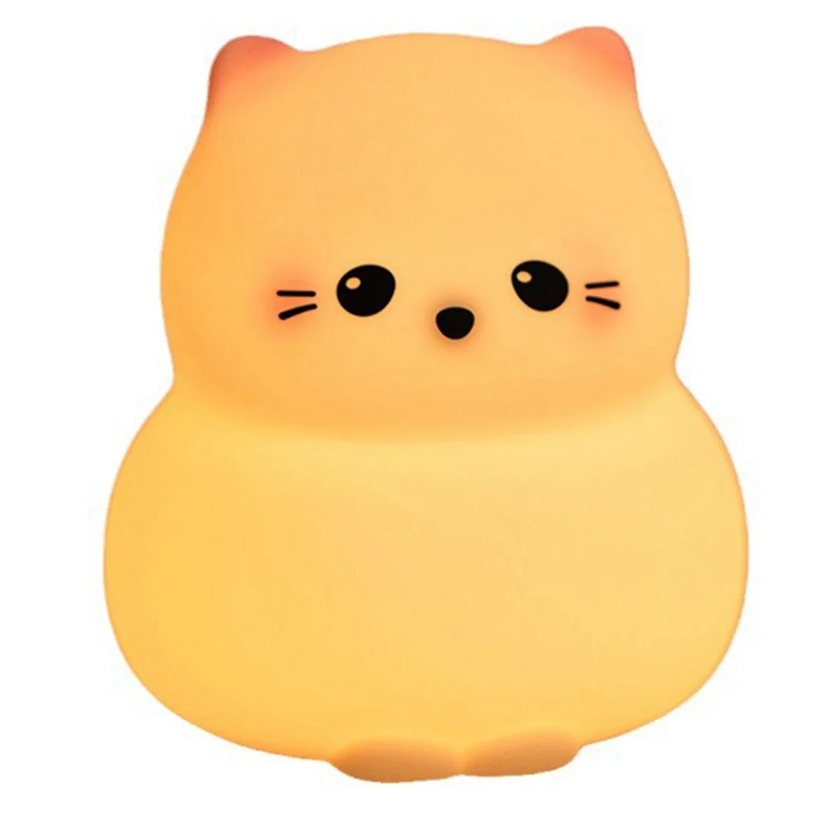 KZQ-fCat Luz nocturna de silicona Lindo gato de dibujos animados Luz suave Lámpara para dormir Lámpara de atmósfera Sensor táctil acariciando