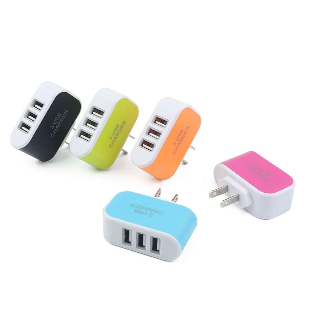 Wall Charger 3 Port Plug Small Lightweight USB Power Adapter Portable Phone Charging MP3 Travel Gift Phone