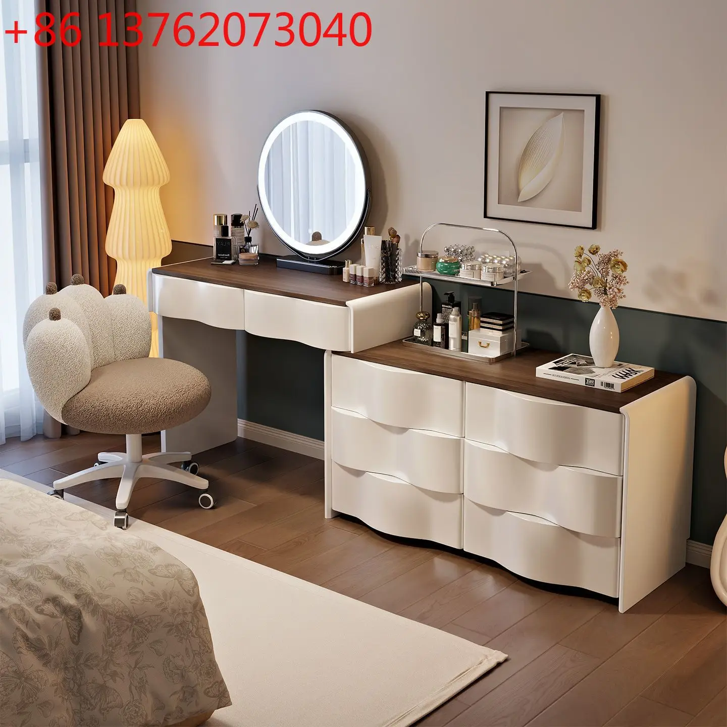 

North American household bedroom dresser small apartment corner makeup table storage integrated cabinet