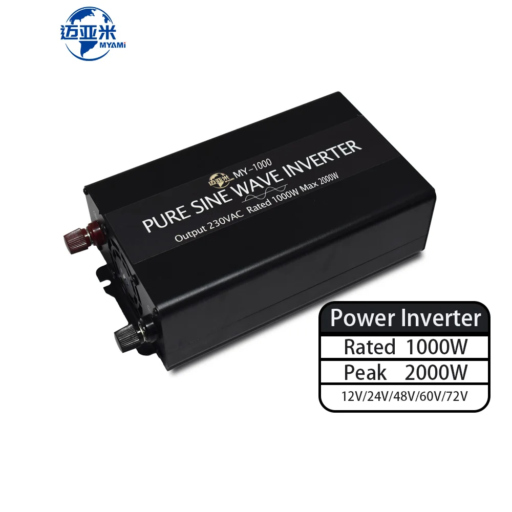 MYAMi New 12V 24V 48V 60V 72V DC TO 110VAC 220VAC Micro 1000W  Power Inverter Pure Sine Wave Inverter Solar Car Inverters
