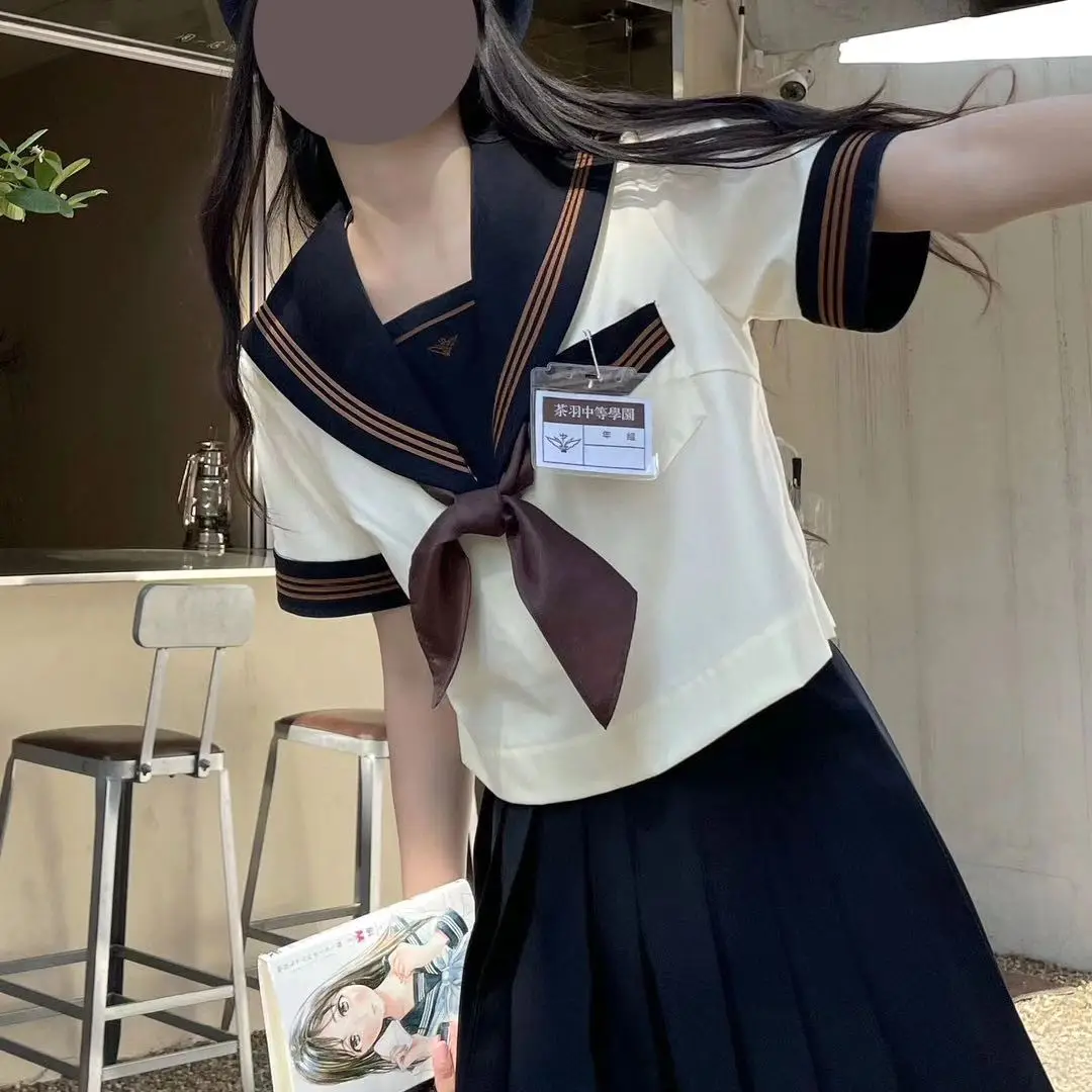 Tea Feather Orthodox JK Uniform Skirt,Japanese Short Sleeve Sailor Suit, Preppy Style Set for Spring ,Class&Daily School Wear