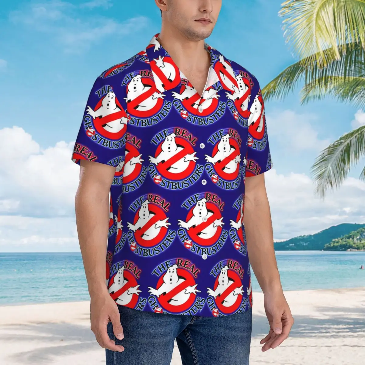 

The GhostBusters Logo Pattern Hawaiian Shirts Casual Men Short Sleeve Shirt for Summer Beach Men's Button Tops