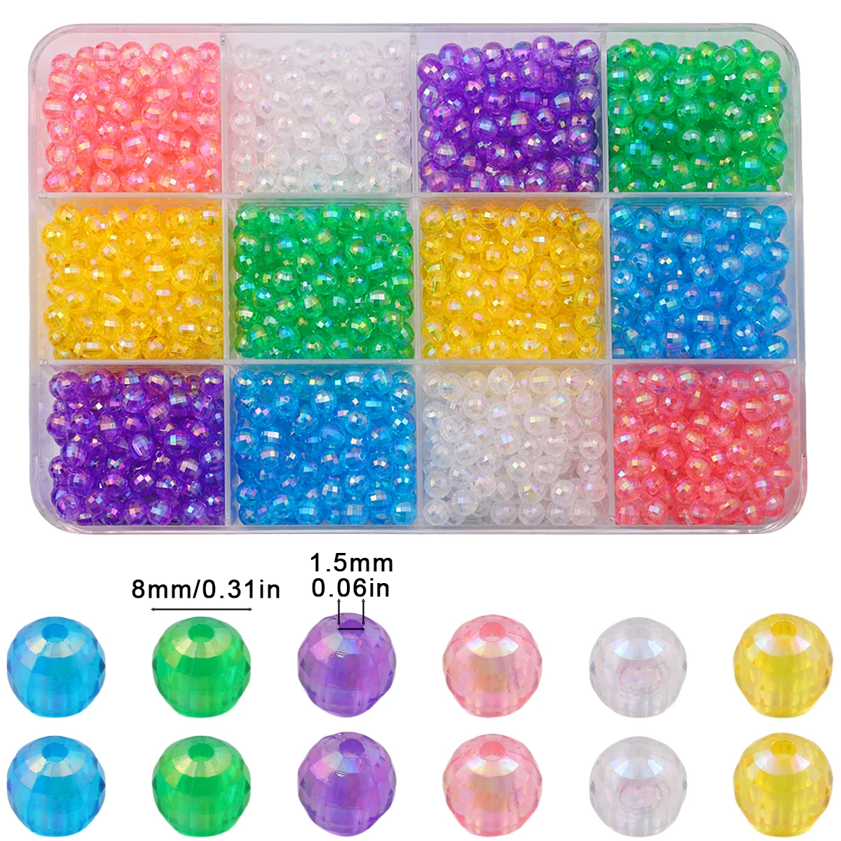 8 مللي متر 100 قطعة مستديرة 96 الأوجه كريستال أكريليك فضفاض خزر عازل بالجملة السائبة مجموعة لصنع المجوهرات أساور النتائج #2