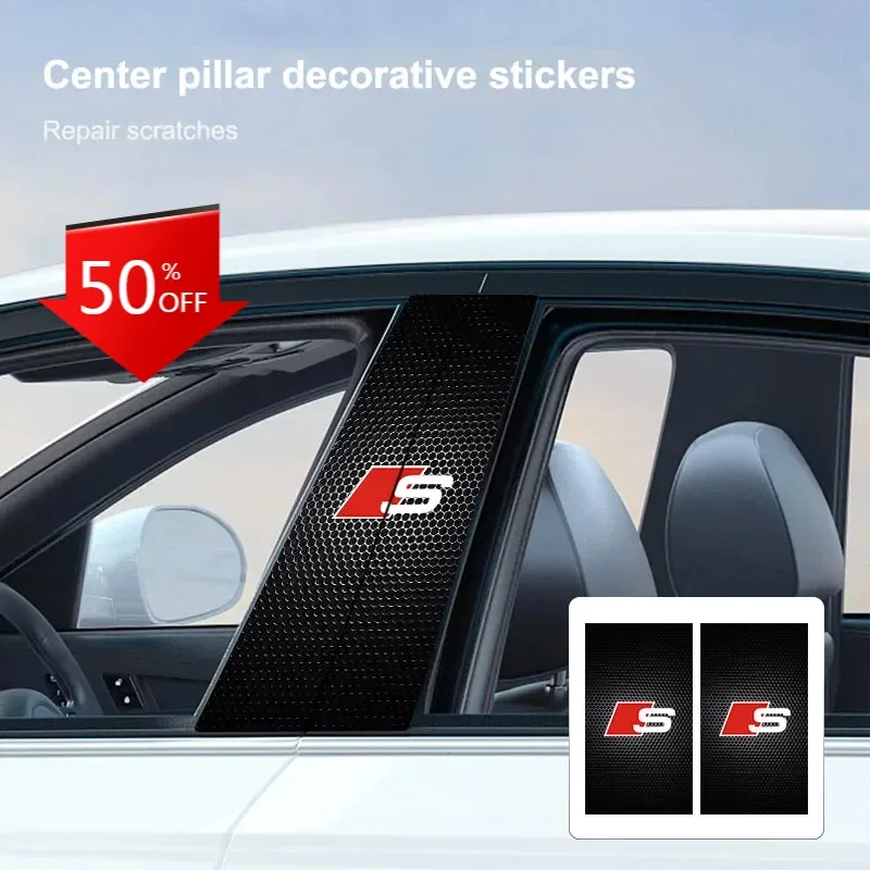 Car Emblems Center Pillar Anti-scratch Protector Films Stickers For Audi A4 A3 A5 A6 A7 A8 Q3 Q5 Q7 Q8 B5 B6 B7 B8 B9 Q7 8P 8V