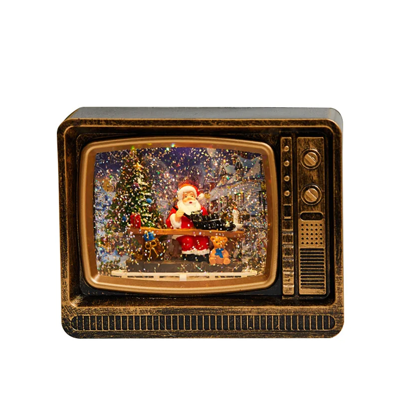 Christmas Desktop Creative Retro TV Ornament Holiday Dress Snow Water Music Light Atmosphere Layout