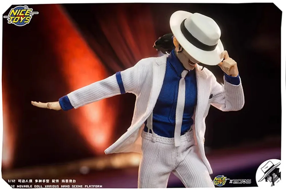 1/12 NICETOYS NT2203 Popular Singer Male Dancer Full Set Moveable Jackson Action Figure with Singer Platform Stand Cat For Fans