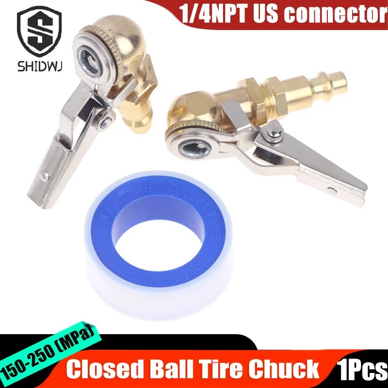 

2Pcs Brass Closed Ball Tire 1/4inch FNPT Closed Flow Tire Inflator Air Car Tire Air Chuck Inflator Pump Valve Connector