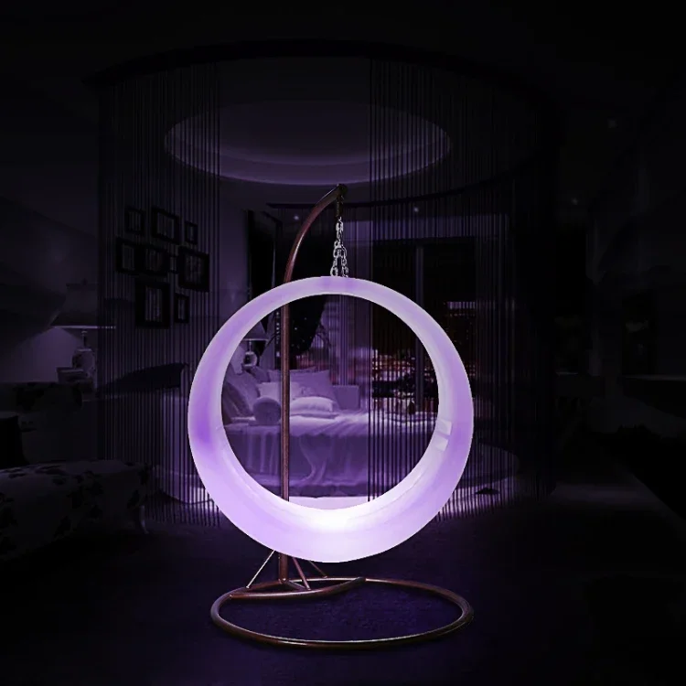 Hotel Hammock Swing with RGB Colourful Night Lamp Balcony Seats Bar Entertainment Furniture Patio Swings Moon Cradle