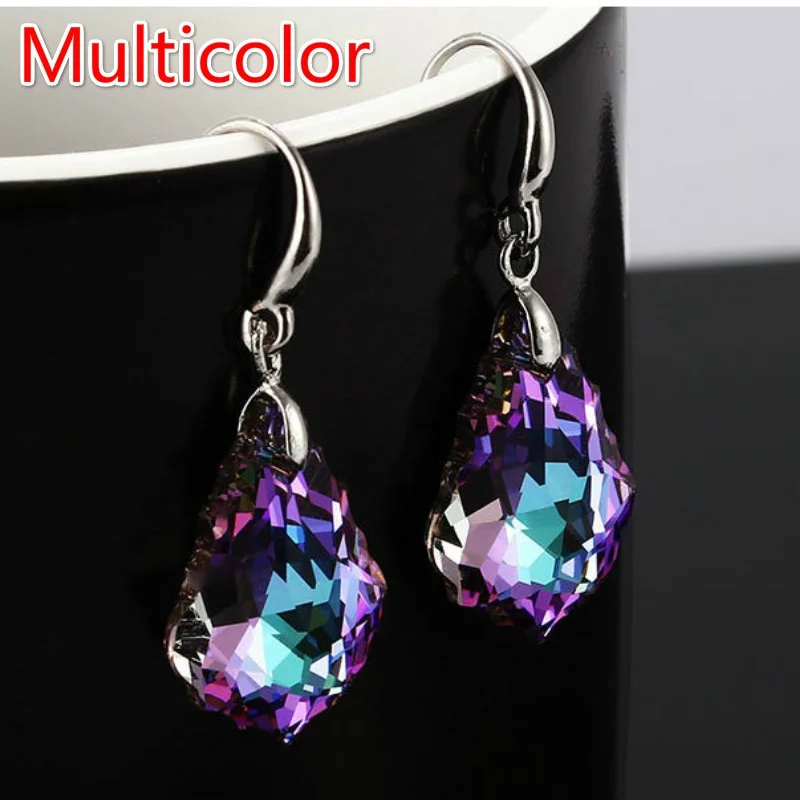Boucles d'oreilles en plaqué argent pour femmes, bijoux fantaisie, simples, tendance, bleu