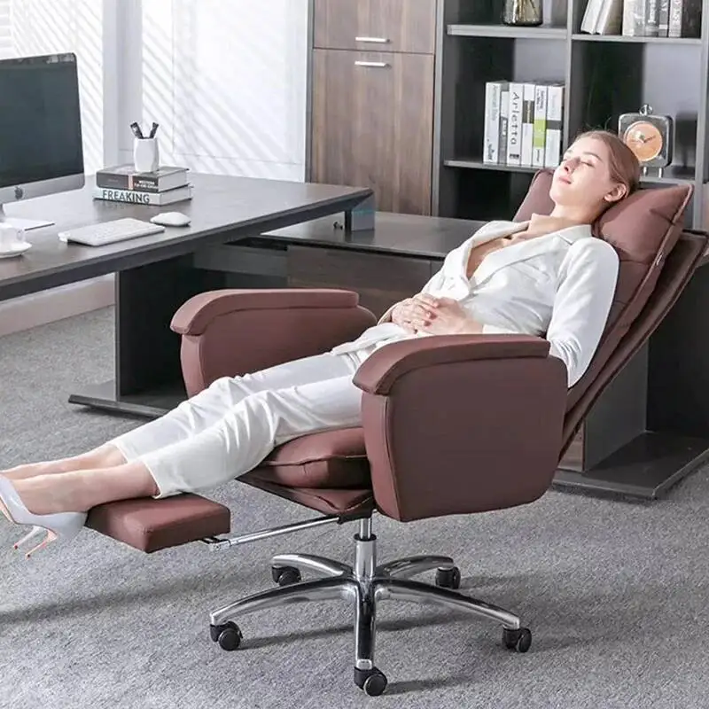 

Ofice Chair Mobiles Luxury Ergonomic Pedicure Computer Lazy Ofice Chair Leather Armchair Ergonomic Fotel Do Biurka Furniture