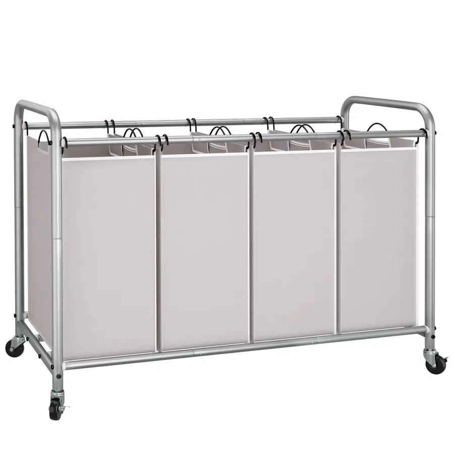 

Laundry Sorter 4 Section, 47.5 Gal 180 L Laundry Hamper with Wheels, Clothes Divider Basket Sorter, Clothes Separator Hamper Car