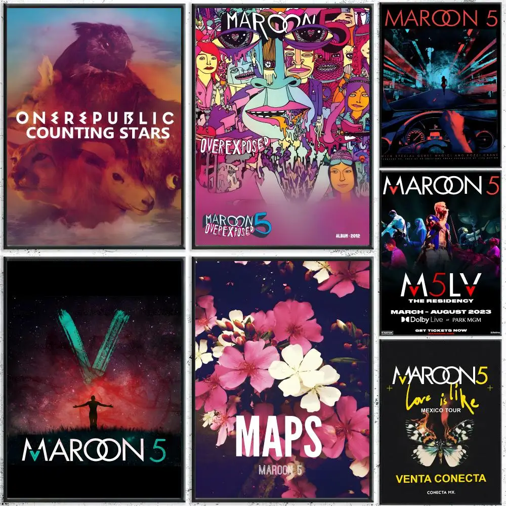 Band Maroon 5 Poster Self-Adhesive Waterproof Wall Stickers, Coffee Bar Home Wall Decor