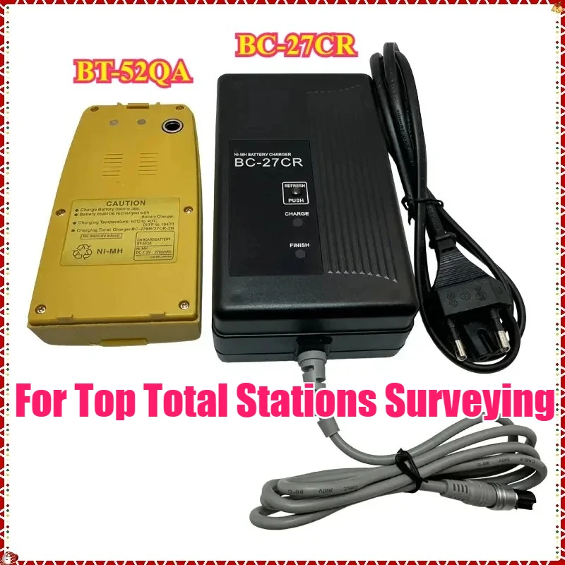 Battery BT-52QA With BC-27CR Charger BT-52Q BT52QA ( 3 PIN ) Battery BC-27BR Charger For Top Total Stations Surveying