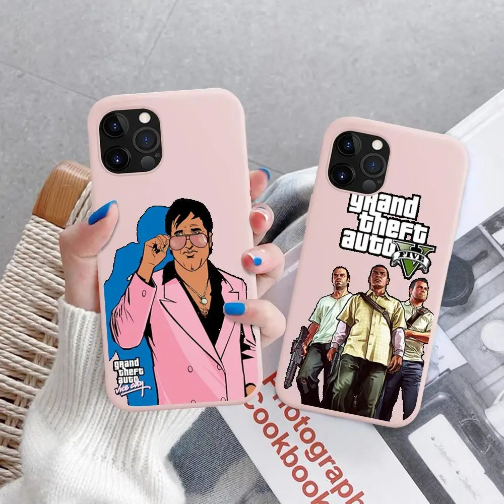 Gta vice city Phone Case Soft Solid Color For iphone 14 11 12 13 mini pro max 7 8 plus 6 6s x xs max xr