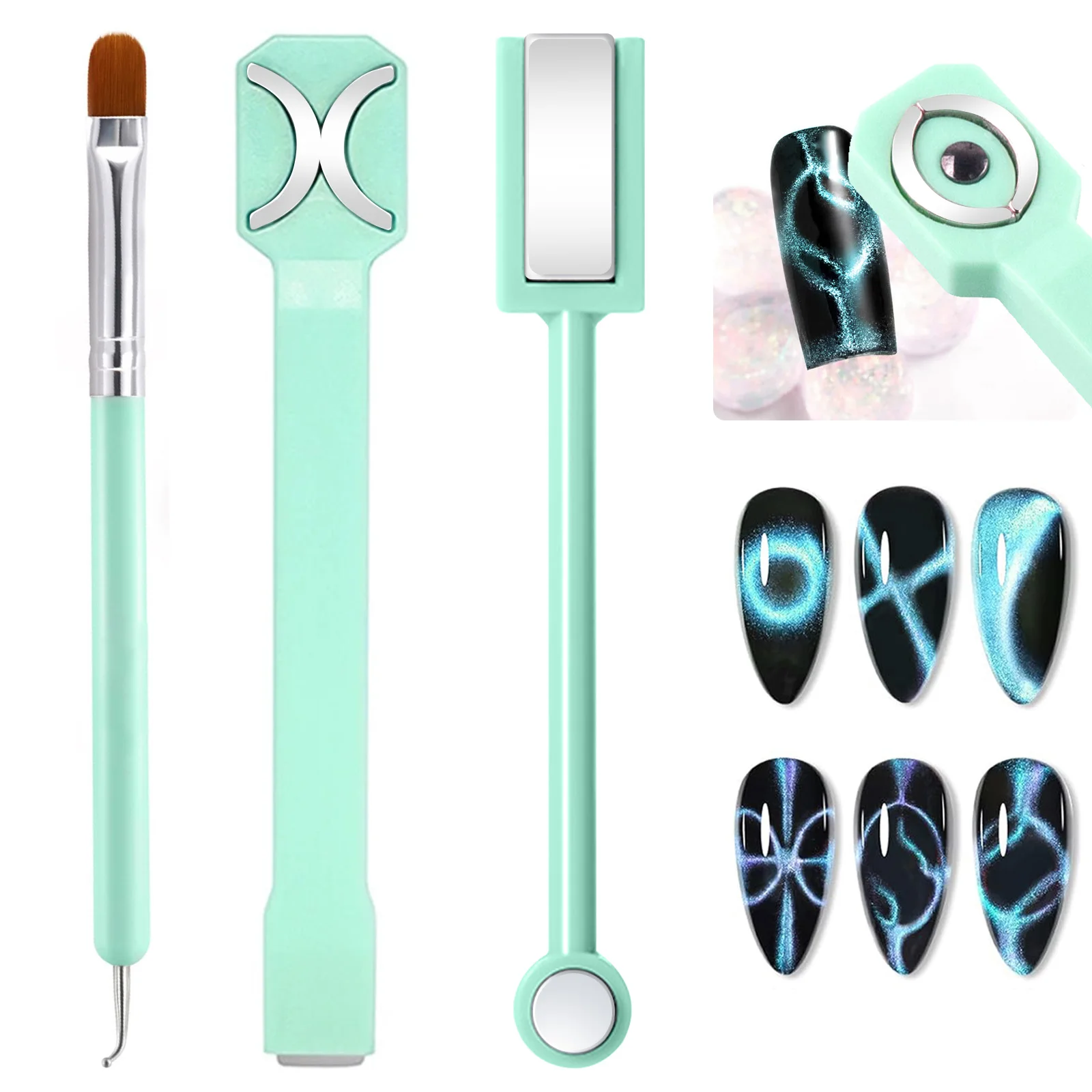 

Cat Eye Magnetic Stick French Tip Brush Set for 3D Cat Eye Gel Polish Painting Nails Art, 3 in 1 Magnet Tool for Manicure Salon