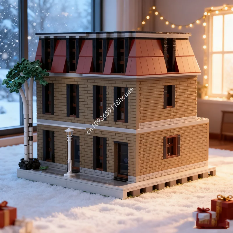 

2573 шт. MOC, городской домик во французском стиле, модульная модель, строительные блоки, сборка игрушки «сделай сам», креативный рождественский подарок, идея, кирпич для детей