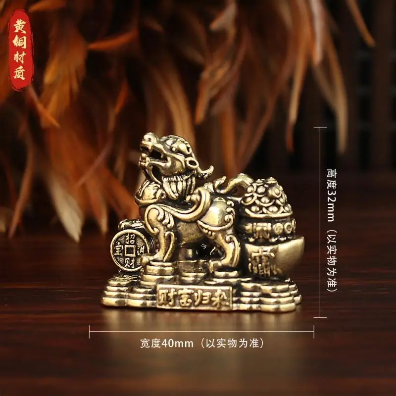 1/2 Stück Messing Chinesische Feng Shui Pixiu-Statue Zieht Reichtum und Glück für Zuhause, Büro, Geschäft, Schreibtischdekorationen, Kunsthandwerk an – Detail 5