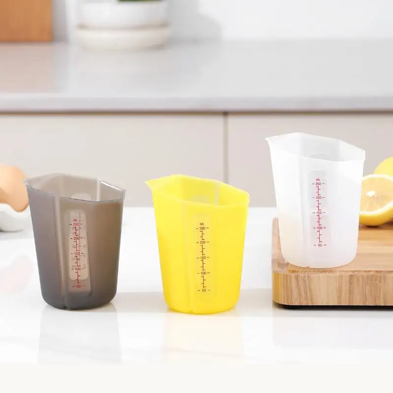250ml Silicone Measuring Cup With Scale Transparent Measuring Cup Heat Resistant Soft Measuring Cup Baking Tool