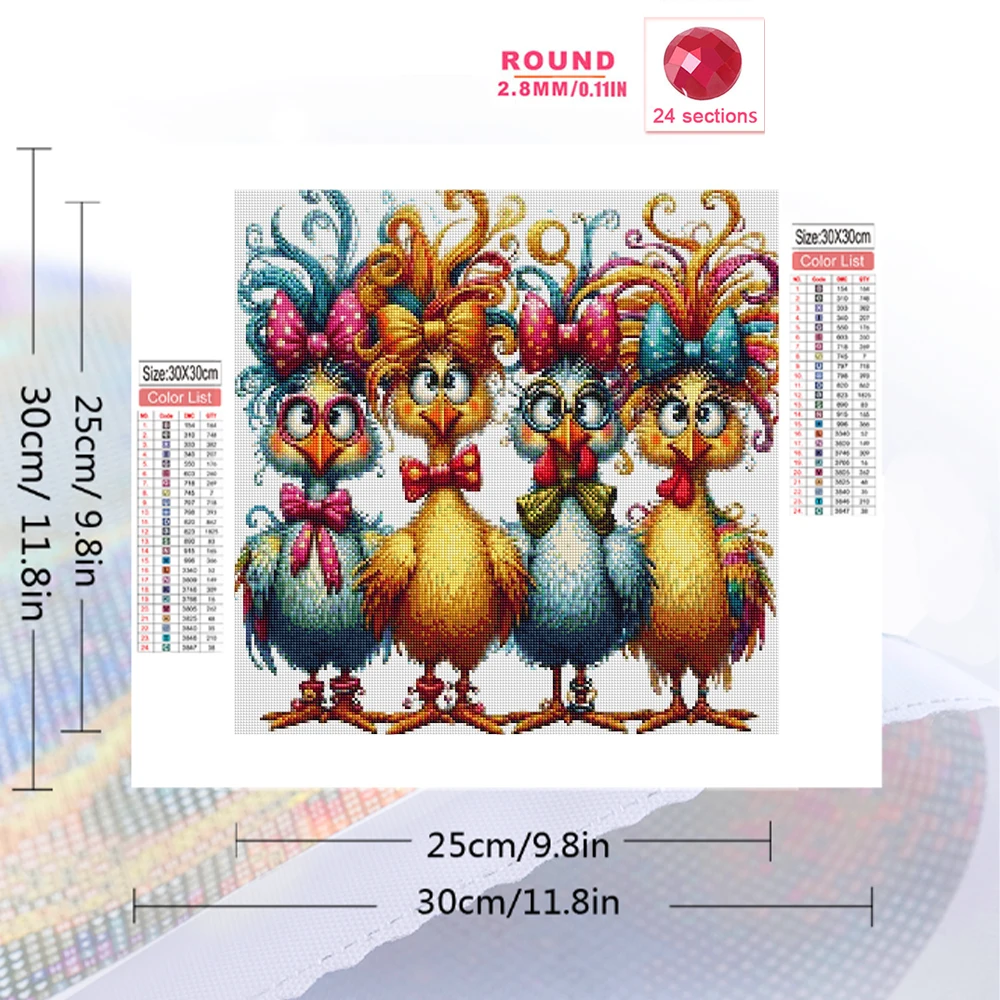Momoart 5D DIY Diamond Embroidery Chicken Animal Diamond Mosaic Cross Stitch Kits Painting Cartoon New Collection Child Gift