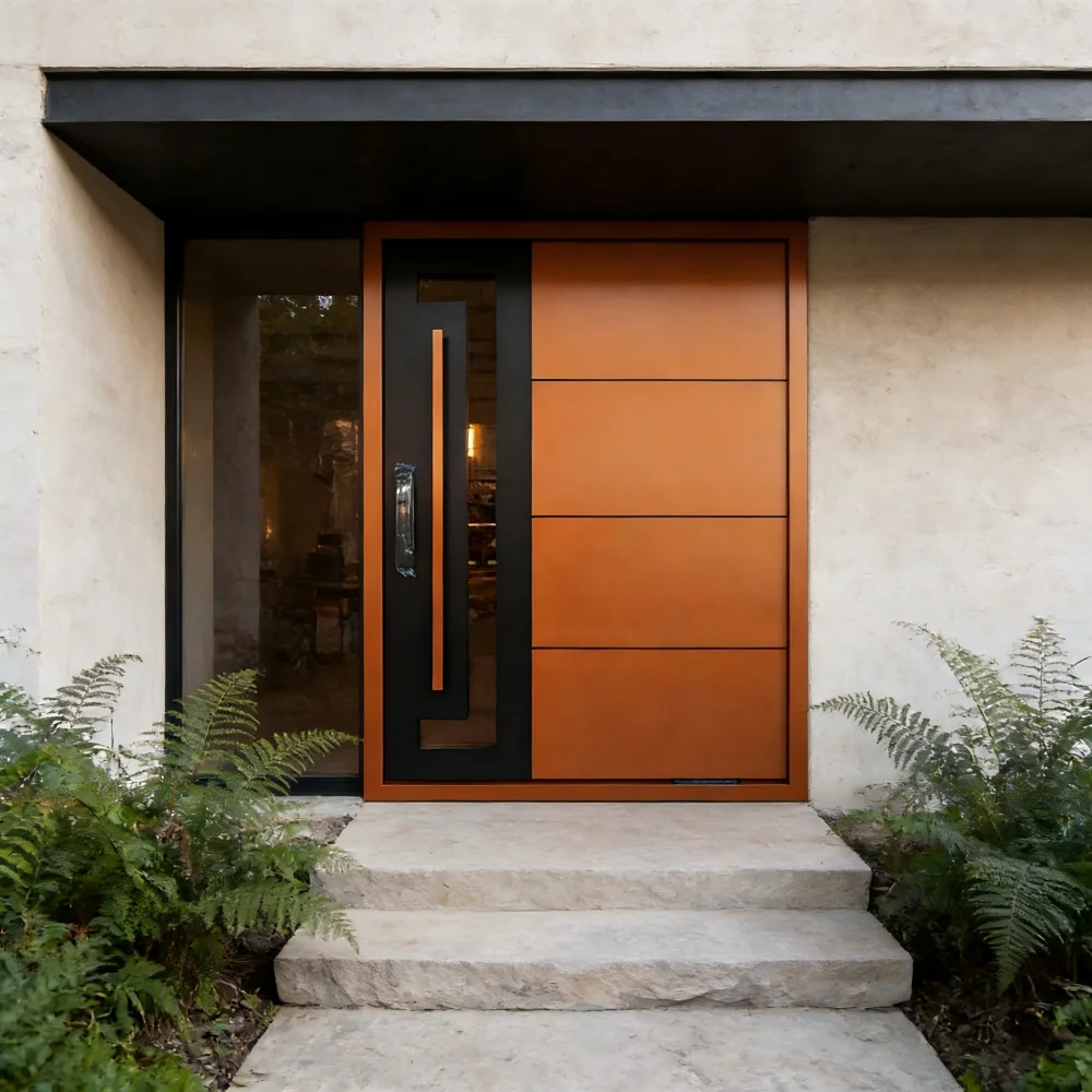 Fashionable Large Sized Aluminum Alloy Entrance Door Hurricane Impact Resistant Front Door Household Moisture Proof Hinged Door