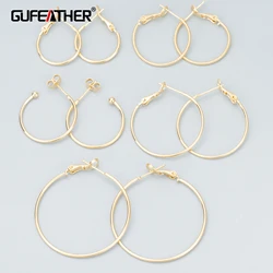 GUFEATHER MC19, accessori per gioielli, placcato oro 18 carati, pass REACH, senza nichel, anello rotondo, ciondoli, creazione di gioielli, orecchini fai da te, 6 pz/lotto