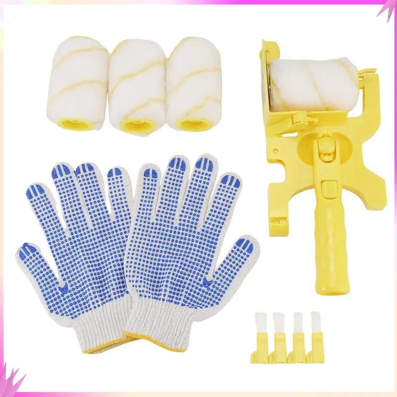 B50C 11Pcs Paint Roller Brush Set Multifunctional Hand-Held Clean-Cut Paint Edger Roller Brush Portable Home Improvement Tool