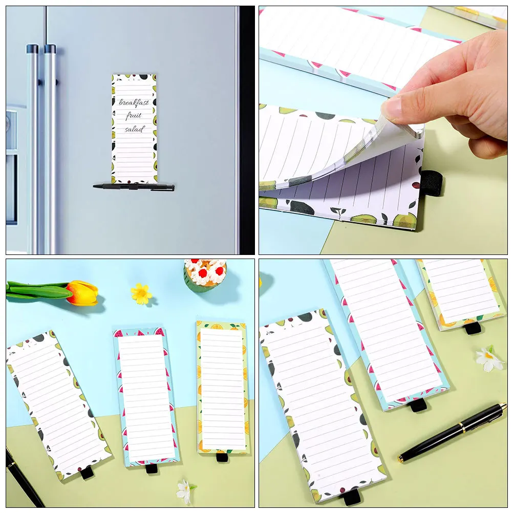 

3 Books Magnetic Grocery List Pads for Refrigerator Convenient Magnetic Backing Notepad Multifunctional Memo Pads for Fridge