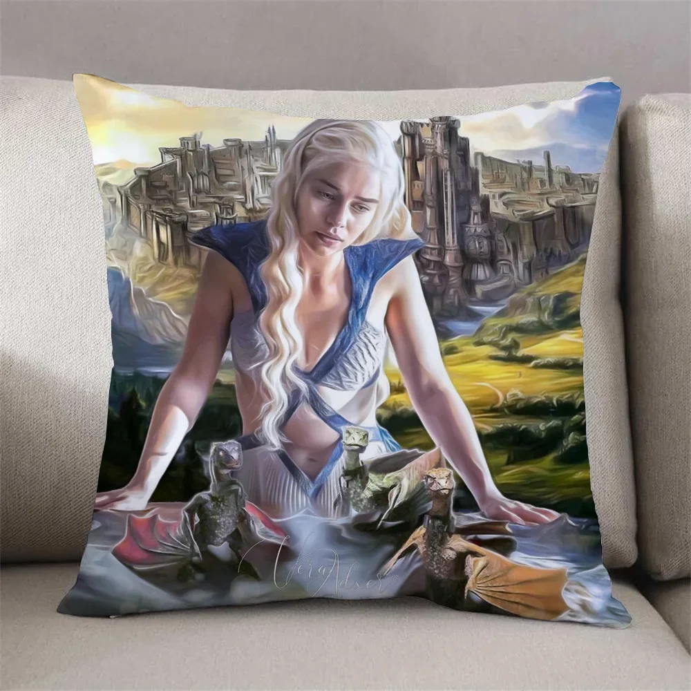 Daenerys Targaryen Decorative Pillowcases 40x40 Cushions Home Decoration Accessories Cushion Cover 50x50 Short Plush Pillow Sofa