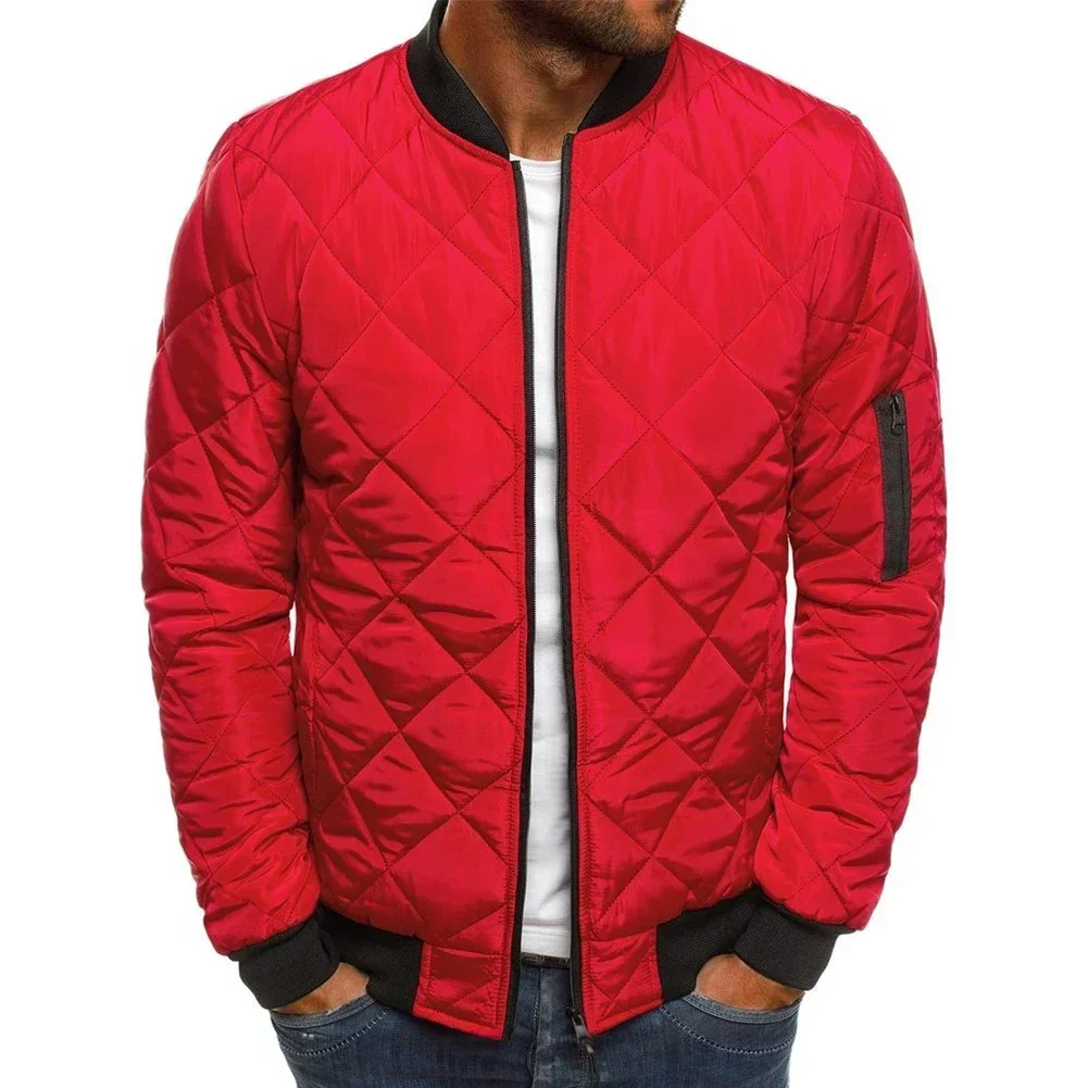 Comfortable Mens Tops Mens Coat Quilted Padded Regular Solid Color Stand Collar Warm Winter Casual Coat Jacket