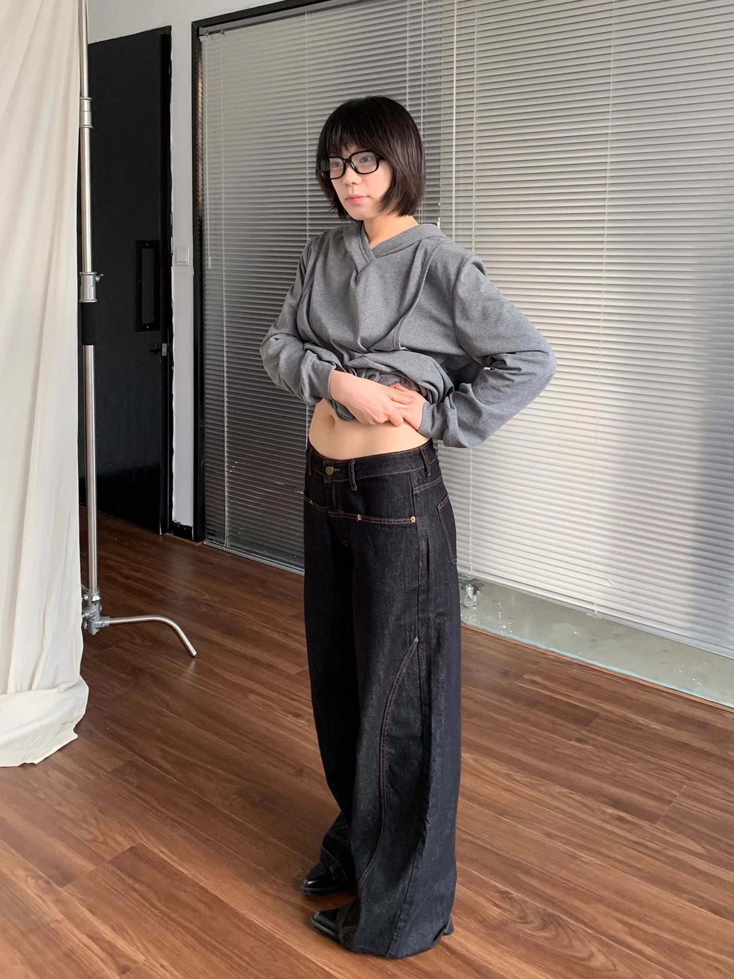 

Свободные прямые джинсы с высокой талией в американском стиле, женские осенние брюки длиной до пола, новый дизайн, повседневные широкие брюки