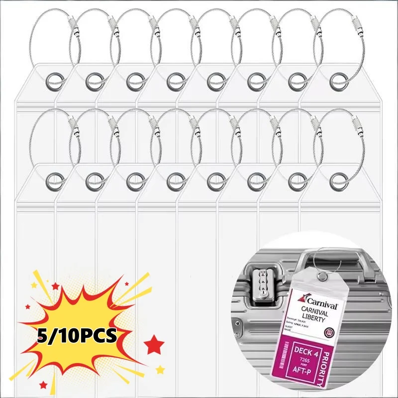 Cruise Luggage Tag Holder Waterproof Zipper Clear PVC Plastic Accessories Stainless Steel for Royal Caribbean Cruises Travel