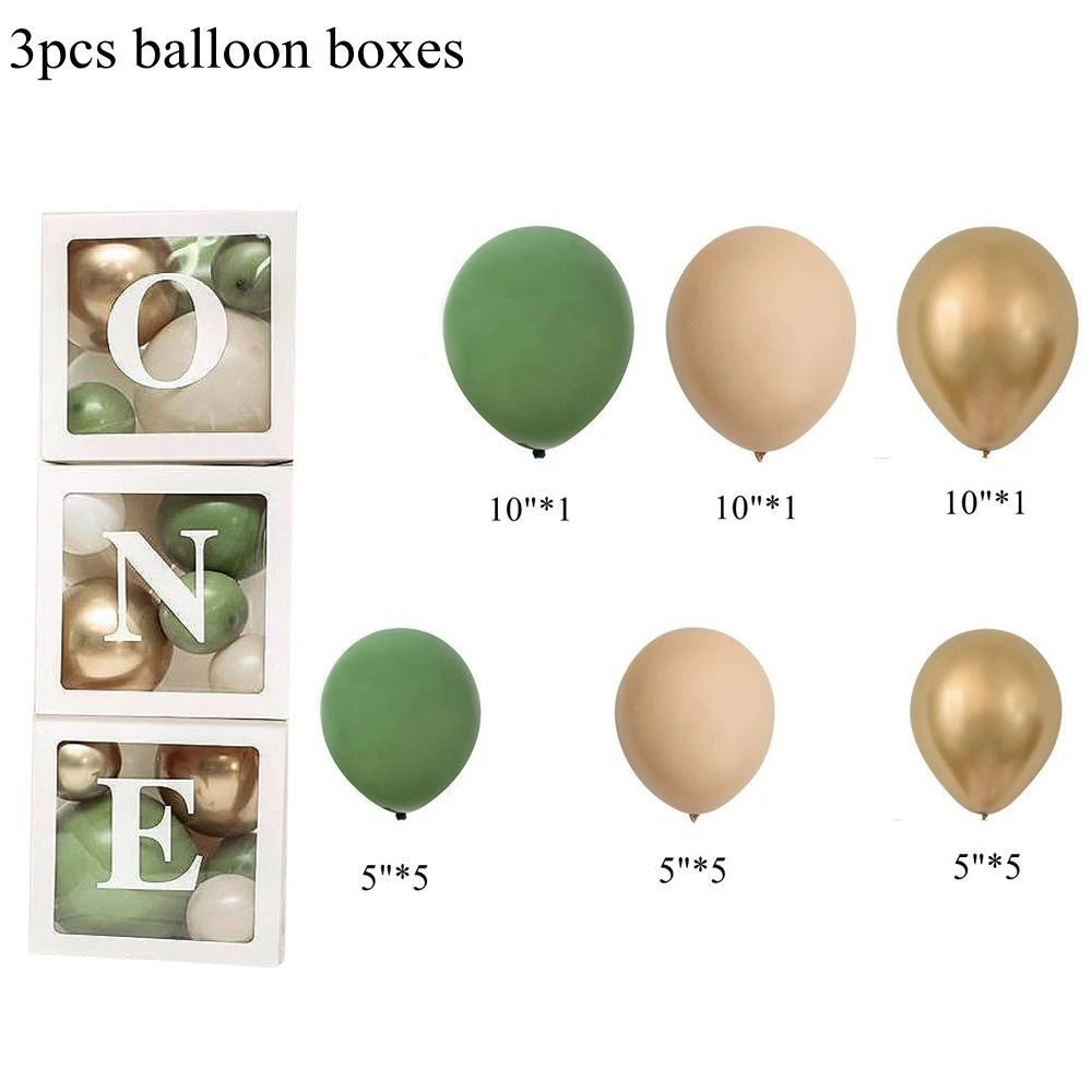 1pc przezroczysty balon napełniania pole zielone złoto balonik urodzinowy dla dzieci dekoracja urodzinowa balon bloki dzikie ONE Party