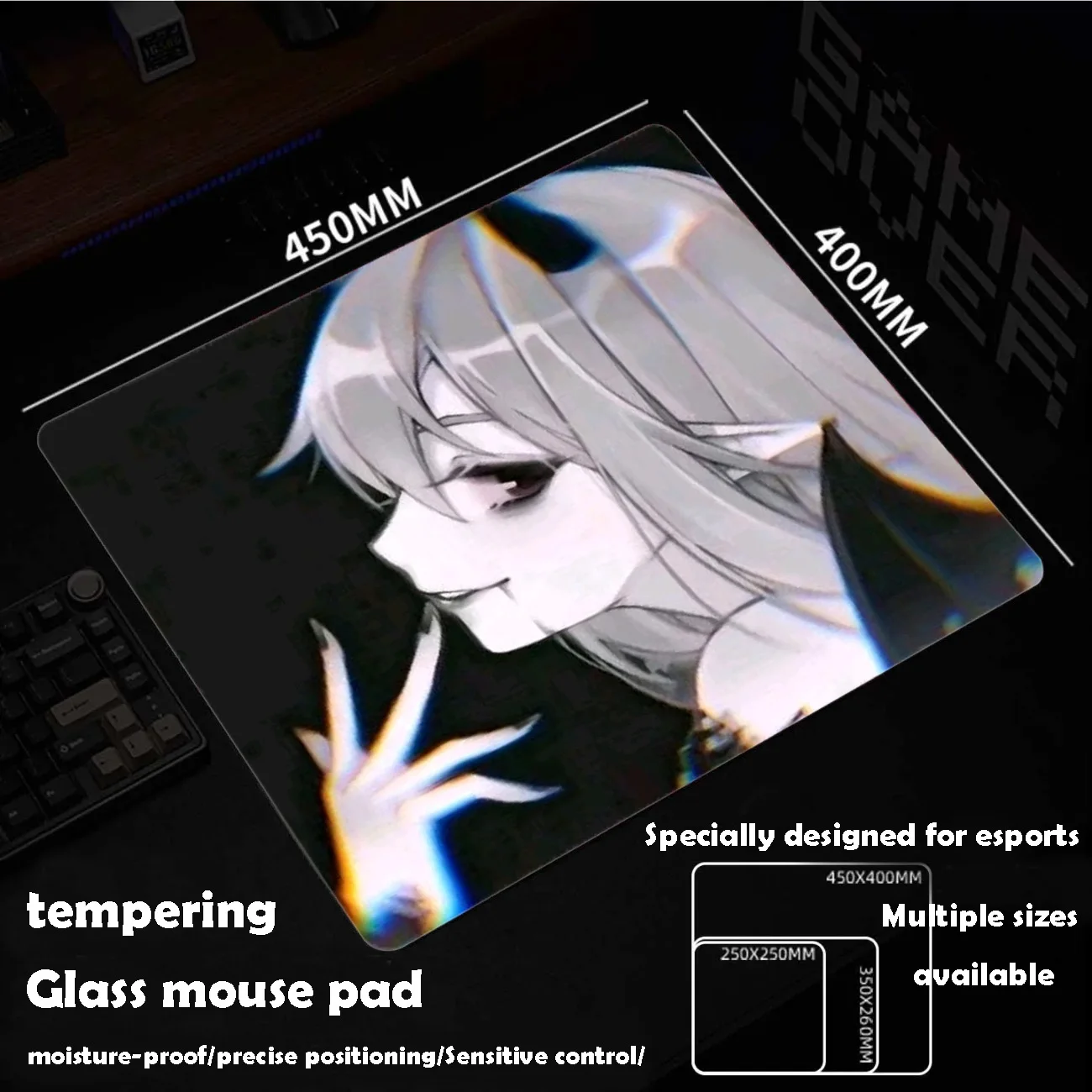 

Красивый стеклянный коврик для мыши Beautiful Witch Sora, игровой коврик для мыши с индивидуальным рисунком, гладкий игровой коврик из закаленного стекла для FPS, киберспорта, офиса и игр