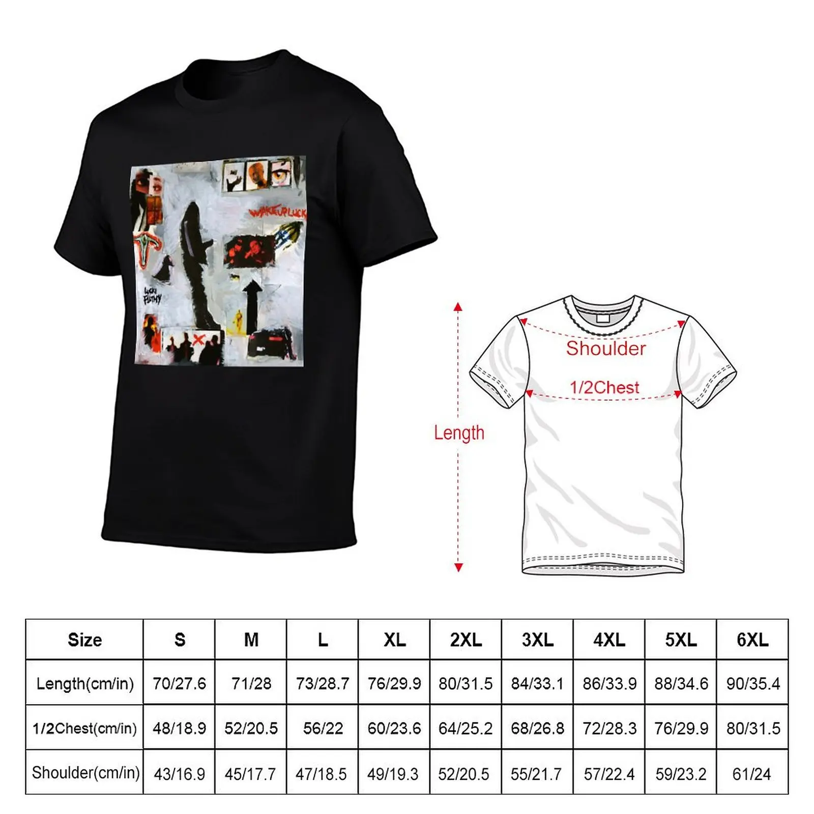 Street Paint Lucki -WAKE UP LUCKI T-Shirt Stylish Print Short Sleeve Tee