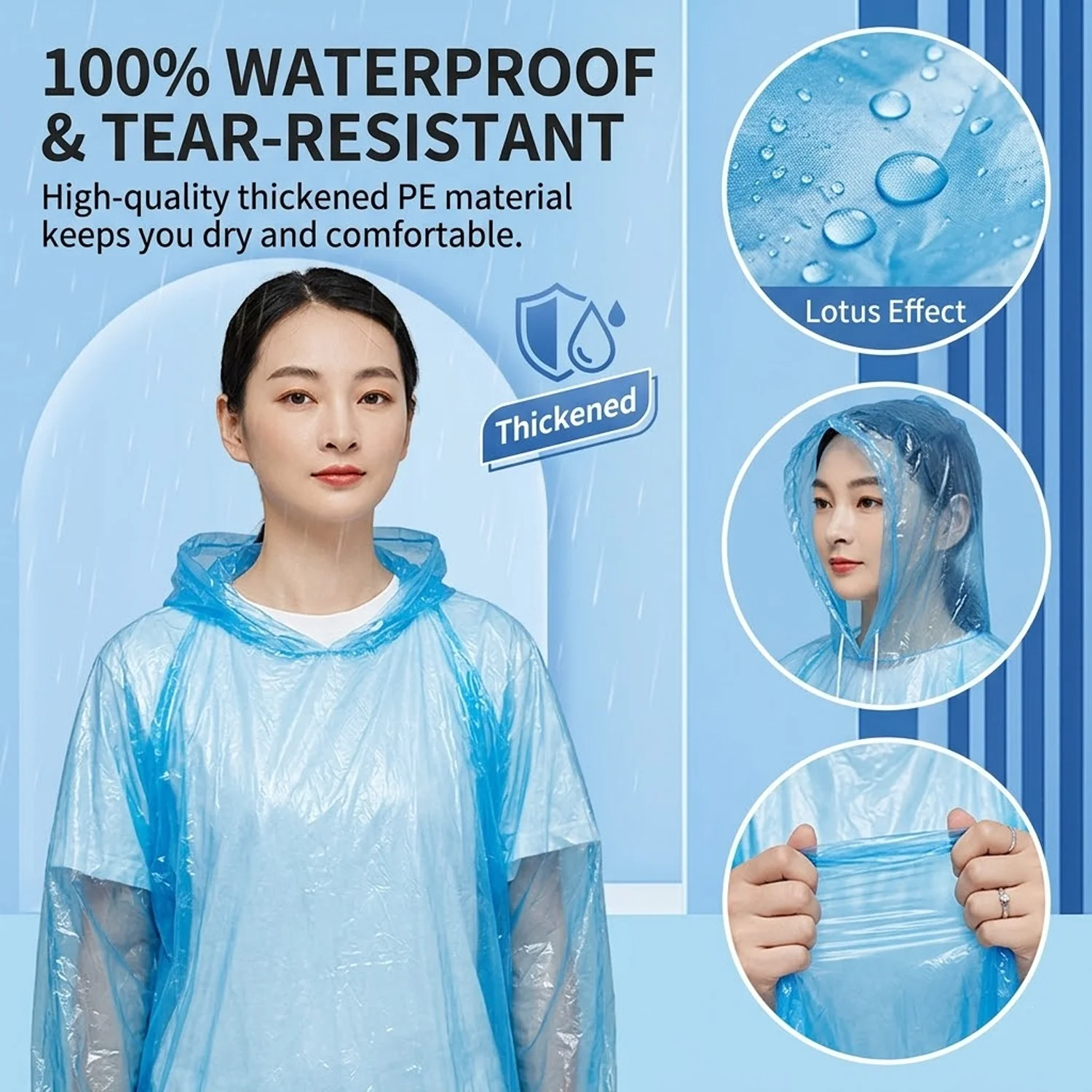 Unisex Portable Card Disposable Raincoat Lightweight PE Rain Poncho Waterproof Emergency Pocket Rainwear Outdoor Travel Hiking view 5
