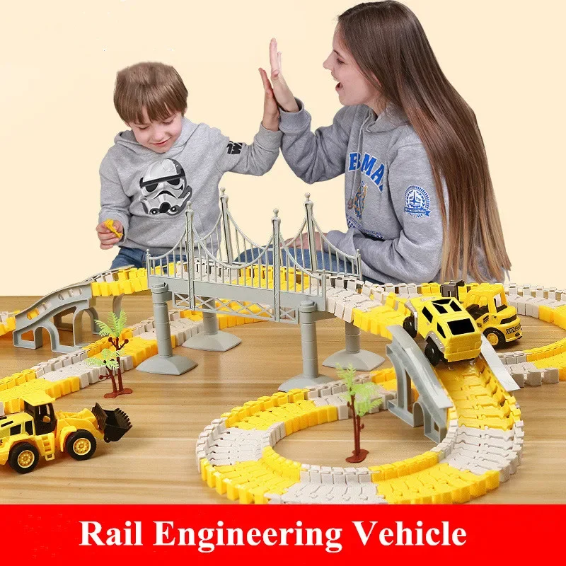 Kinder Elektrische Track Spielzeug Technik Mini Auto Set Puzzle Junge Spielzeug Track Auto Zug Spielzeug für Kinder Geburtstag Weihnachten Geschenke